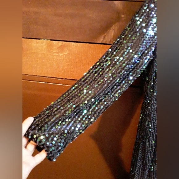 NWT  IN' VOLAND 20W green black long sleeve sequin dress women's - Picture 3 of 7